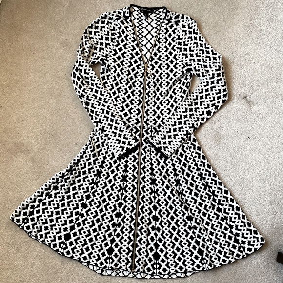 New Knitted Clover Diamond Patterned Full Zip Dress - Picture 1 of 2